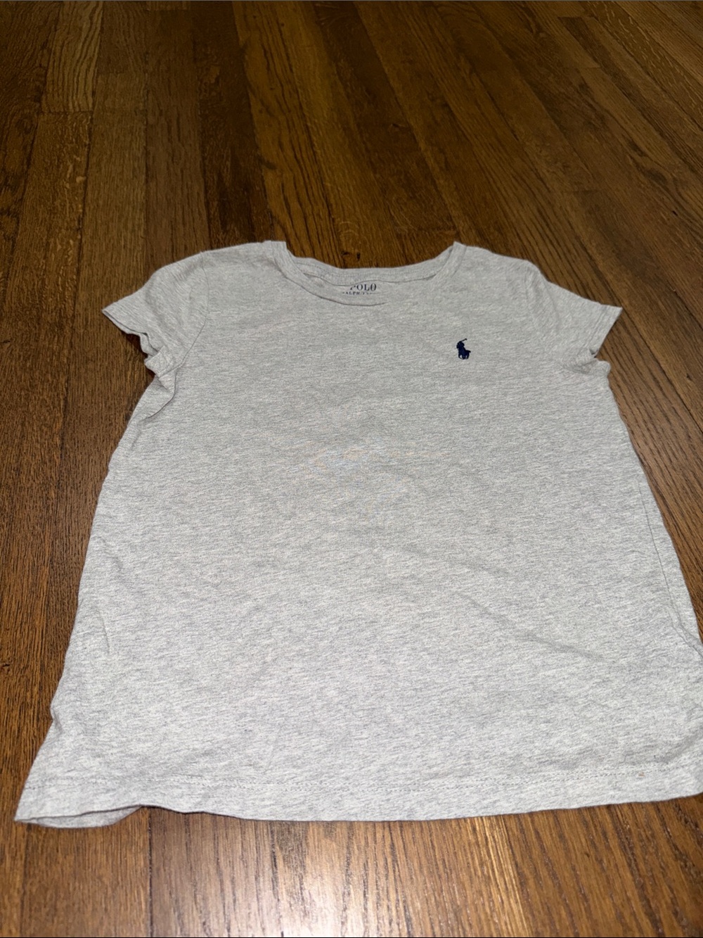 Polo by Ralph Lauren Girls' Light Gray Short Sleeve Tee with Navy Pony